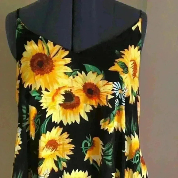 zanzea black and sunflower thin strap buddle dress size xxl - Picture 6 of 10